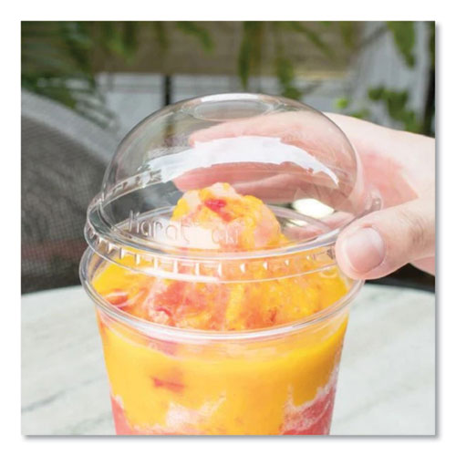 Image of Karat® C-KDL107 PET Lids, Dome Lid, Fits 32 oz Cold Cups, Plastic, Clear, 500/Carton