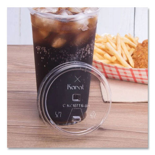 Image of Karat® C-KC107TS-SH PET Lids, Strawless Sipper, Fits 32 oz Cold Cups, Plastic, Clear, 1,000/Carton