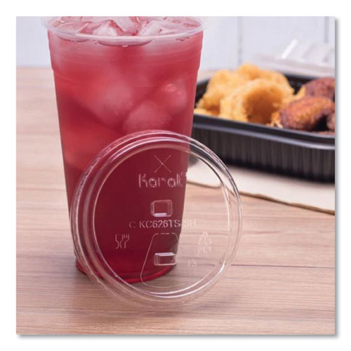 Image of Karat® C-KC626TS-SH PET Lids, Strawless Sipper, Fits 12 oz to 24 oz Cold Cups, Plastic, Clear, 1,000/Carton