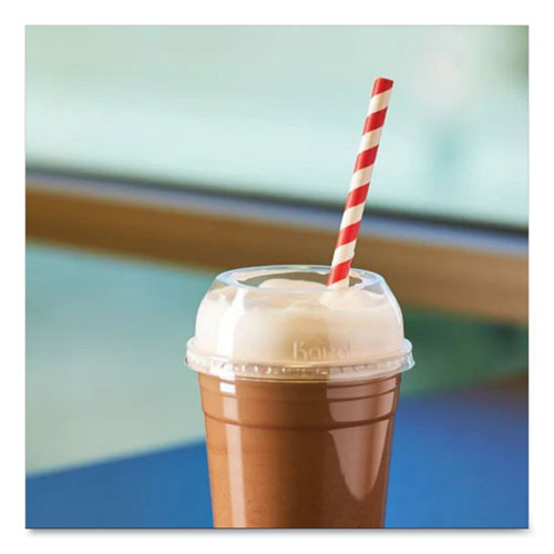 Image of Karat® C-KDL626-WH PET Lids, Wide Opening Dome, Fits 12 oz to 24 oz Cold Cups, Plastic, Clear, 1,000/Carton