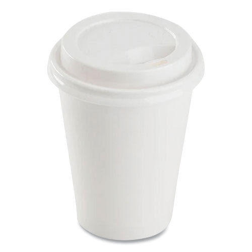 Image of Karat® C-KDL508W-PP Hot Cup Lids, Sipper Lid, Fits 8 oz Hot Cups, Plastic, White, 1,000/Carton