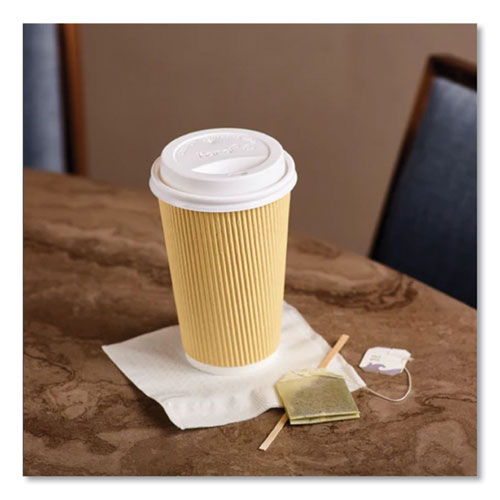 Image of Karat® C-KDL516W-PP Hot Cup Lids, Sipper Lid, Fits 10 oz to 24 oz Hot Cups, Plastic, White, 1,000/Carton