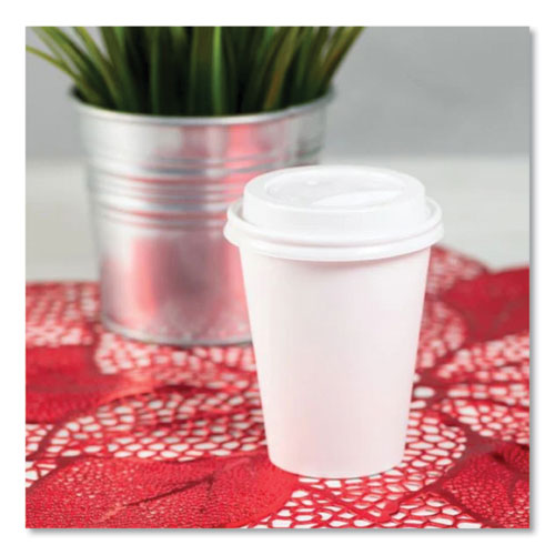 Image of Karat® C-KDL508W-PP Hot Cup Lids, Sipper Lid, Fits 8 oz Hot Cups, Plastic, White, 1,000/Carton