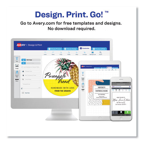Image of Avery® 6541 White Easy Peel Mailing Labels with Metallic Border, Inkjet/Laser Printers, 2 x 4, White, 10/Sheet, 10 Sheets/Pack
