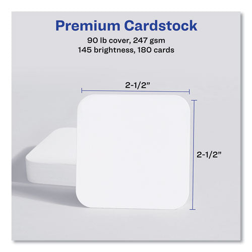 Image of Avery® 35703 Square Clean Edge Cards with Sure Feed Technology, Laser, 2.5 x 2.5, White, 9 Cards/Sheet, 20 Sheets/Pack