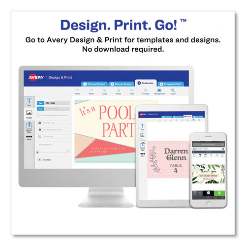 Image of Avery® 35703 Square Clean Edge Cards with Sure Feed Technology, Laser, 2.5 x 2.5, White, 9 Cards/Sheet, 20 Sheets/Pack