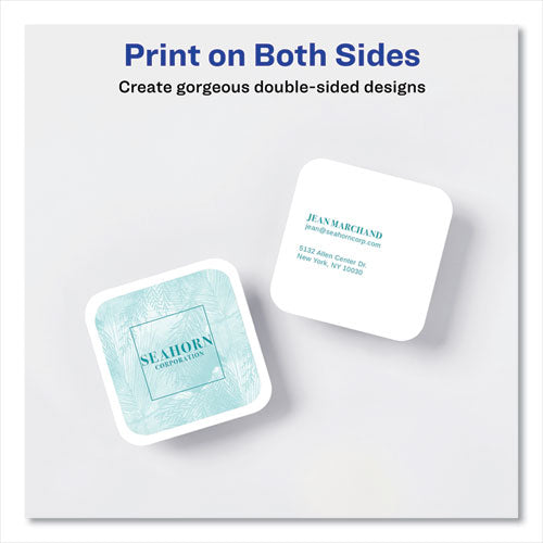 Image of Avery® 35703 Square Clean Edge Cards with Sure Feed Technology, Laser, 2.5 x 2.5, White, 9 Cards/Sheet, 20 Sheets/Pack