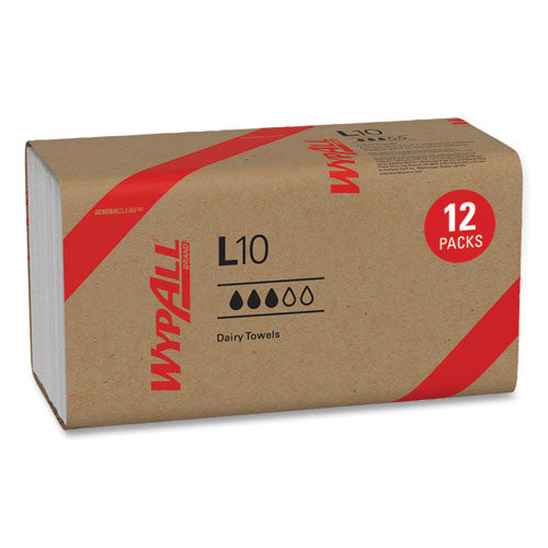 Image of WypAll® 01770 L10 SANI-PREP Dairy Towels, Banded, 2-Ply, 9.3 x 10.5, Unscented, White, 200/Pack, 12 Packs/Carton