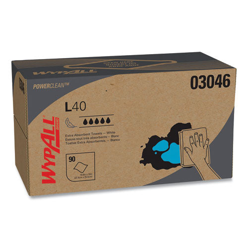 Image of WypAll® 03046 L40 Towels, POP-UP Box, 10.8 x 10, White, 90/Box, 9 Boxes/Carton