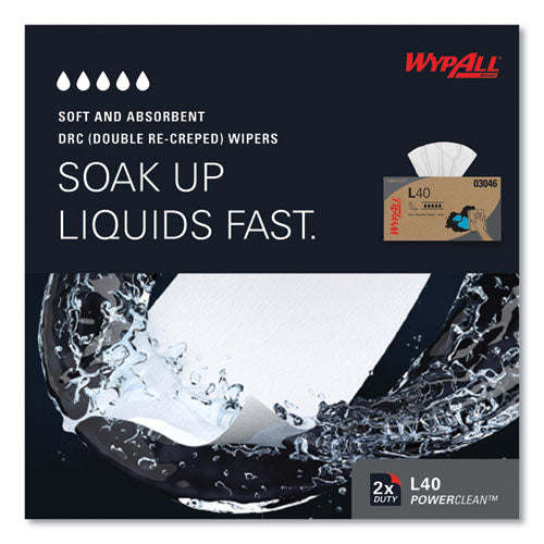 Image of WypAll® 03046 L40 Towels, POP-UP Box, 10.8 x 10, White, 90/Box, 9 Boxes/Carton