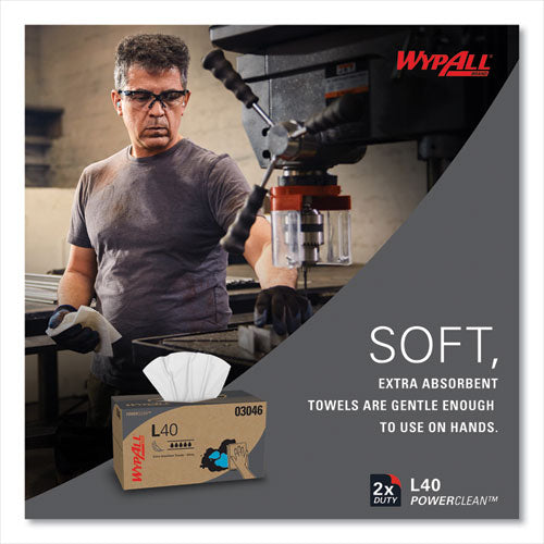 Image of WypAll® 03046 L40 Towels, POP-UP Box, 10.8 x 10, White, 90/Box, 9 Boxes/Carton
