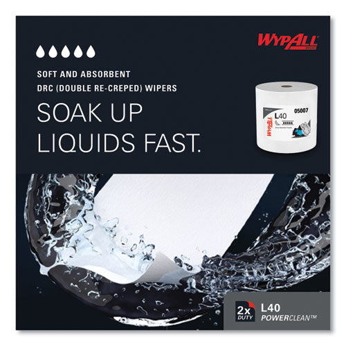 Image of WypAll® 05007 L40 Towels, Jumbo Roll, 12.5 x 12.2, White, 750/Roll