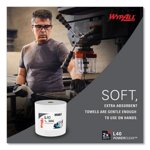 Image of WypAll® 05007 L40 Towels, Jumbo Roll, 12.5 x 12.2, White, 750/Roll