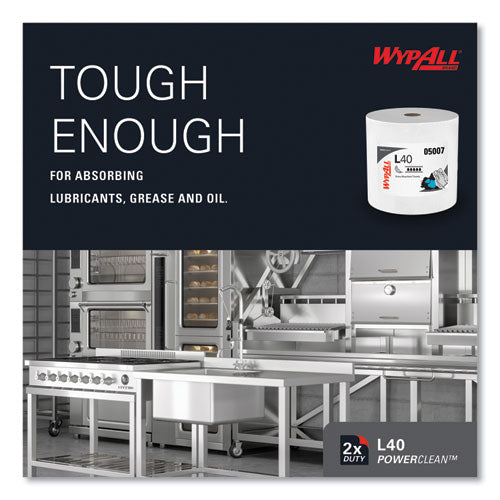 Image of WypAll® 05007 L40 Towels, Jumbo Roll, 12.5 x 12.2, White, 750/Roll