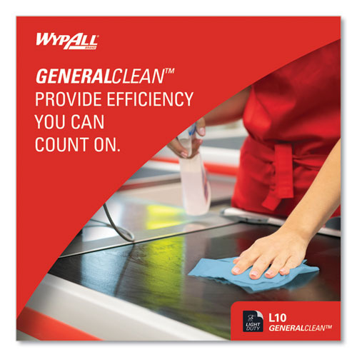 Image of WypAll® 05123 L10 Windshield Towels, 1-Ply, 9.1 x 10.25, Light Blue, 224/Pack, 10 Packs/Carton