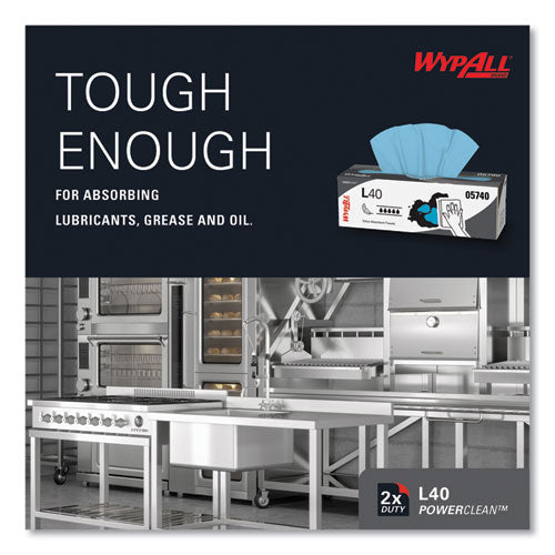 Image of WypAll® 05740 L40 Towels, POP-UP Box, 9.8 x 16.4, Blue, 100/Box, 9 Boxes/Carton