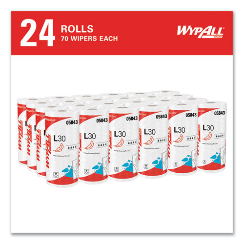Image of WypAll® 05843 L30 Towels, 11 x 10.4, White, 70 Sheets/Roll