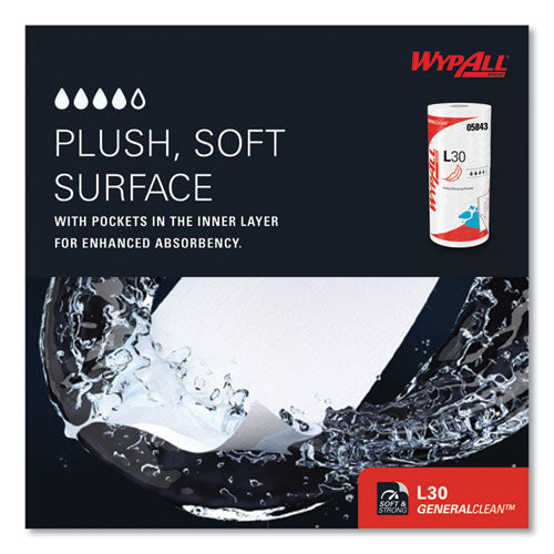 Image of WypAll® 05843 L30 Towels, 11 x 10.4, White, 70 Sheets/Roll
