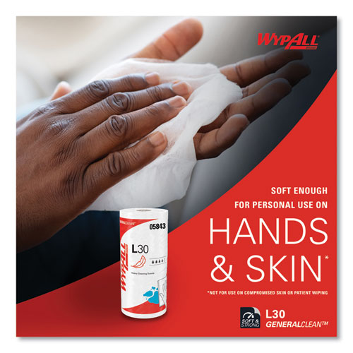 Image of WypAll® 05843 L30 Towels, 11 x 10.4, White, 70 Sheets/Roll