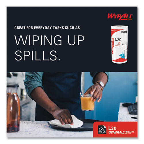 Image of WypAll® 05843 L30 Towels, 11 x 10.4, White, 70 Sheets/Roll