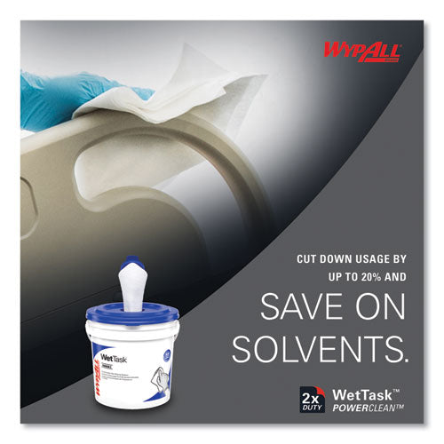 Image of WypAll® 06006 Power Clean Wipers for Solvents WetTask Customizable Wet Wiping System, Wipers Only, 9 x 15, White, 275/Roll, 2 Rolls/Carton