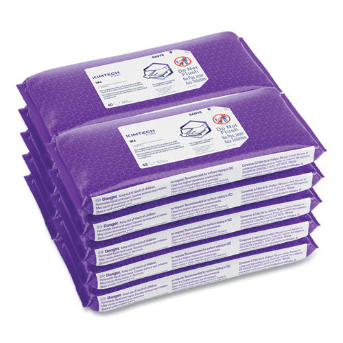 Image of Kimtech 06070 W4 PreSat Alcohol Wipers, 70% IPA, 1-Ply, 9 x 11, White, 40/Pack, 10 Packs/Carton
