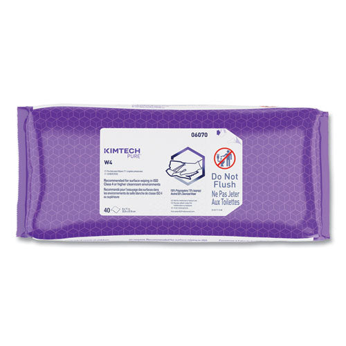 Image of Kimtech 06070 W4 PreSat Alcohol Wipers, 70% IPA, 1-Ply, 9 x 11, White, 40/Pack, 10 Packs/Carton