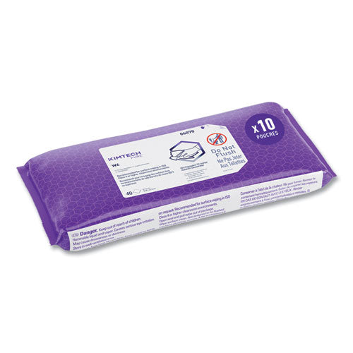 Image of Kimtech 06070 W4 PreSat Alcohol Wipers, 70% IPA, 1-Ply, 9 x 11, White, 40/Pack, 10 Packs/Carton