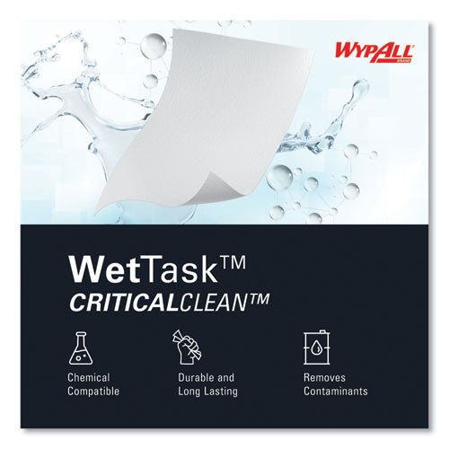 Image of WypAll® 06411 Critical Clean Wipers for Bleach, Disinfectants, Sanitizers WetTask Customizable Wet Wiping System, w/Bucket,140/Roll, 6/CT