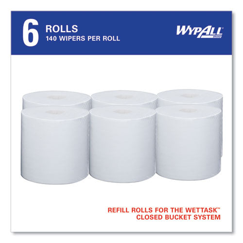 Image of WypAll® 06471 Critical Clean Wipers for Bleach, Disinfectants, Sanitizers WetTask Customizable Wet Wiping System, 90/Roll, 6 Rolls/Carton