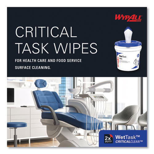 Image of WypAll® 06471 Critical Clean Wipers for Bleach, Disinfectants, Sanitizers WetTask Customizable Wet Wiping System, 90/Roll, 6 Rolls/Carton