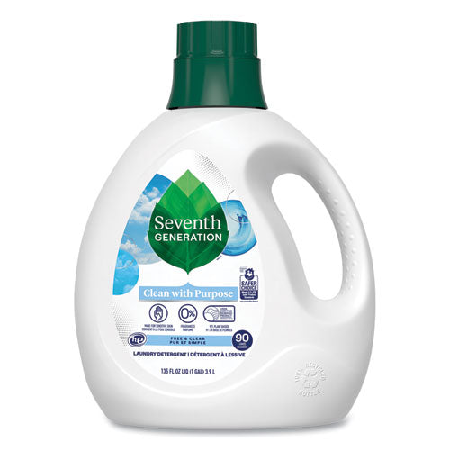 Image of Seventh Generation® 10732913450654 Natural Liquid Laundry Detergent, Fragrance Free, 135 oz Bottle