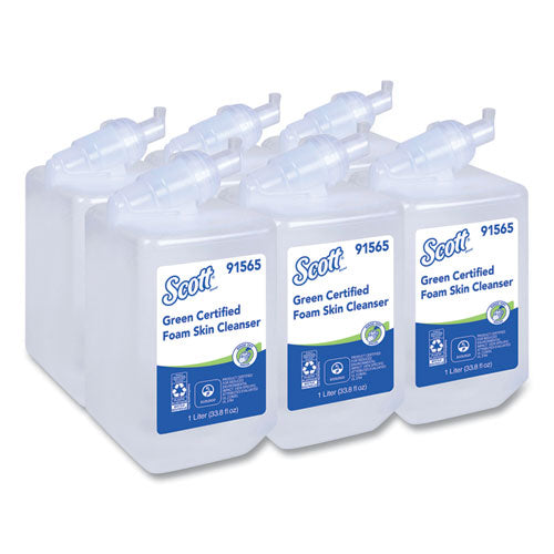 Image of Scott® 91565 Essential Green Certified Foam Skin Cleanser Refill, Unscented, 1 L, 6/Carton