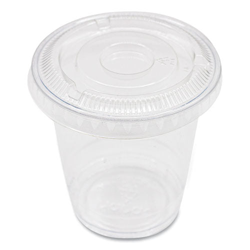 Image of Karat® C-KC78TS-NH PET Lids, No Hole Flat Lid, Fits 8 oz to 10 oz Cold Cups, Plastic, Clear, 1,000/Carton