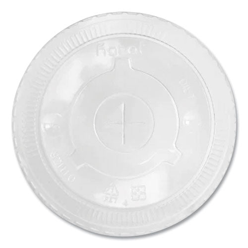 Image of Karat® C-KCL1045 PET Lids, Flat Lid, Fits 32 oz Cold Cups, Plastic, Clear, 600/Carton