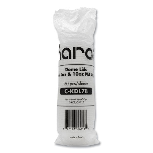 Image of Karat® C-KDL78 PET Lids, Dome Lid, Fits 8 oz to 10 oz Cold Cups, Plastic, Clear, 1,000/Carton