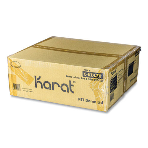 Image of Karat® C-KDL78 PET Lids, Dome Lid, Fits 8 oz to 10 oz Cold Cups, Plastic, Clear, 1,000/Carton