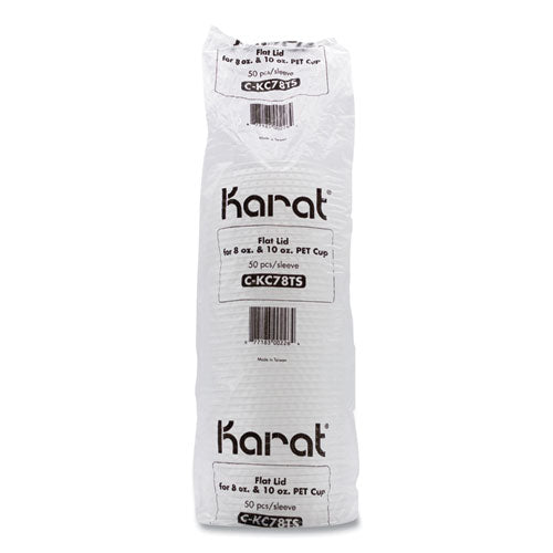 Image of Karat® C-KC78TS PET Lids, X Straw Hole, Fits 8 oz to 10 oz Cold Cups, Plastic, Clear, 1,000/Carton