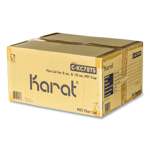 Image of Karat® C-KC78TS PET Lids, X Straw Hole, Fits 8 oz to 10 oz Cold Cups, Plastic, Clear, 1,000/Carton