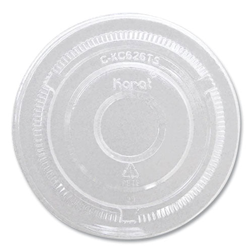 Image of Karat® C-KC626TS-NH PET Lids, No Hole Flat Lid, 12 oz to 24 oz Cold Cups, Plastic, Clear, 1,000/Carton
