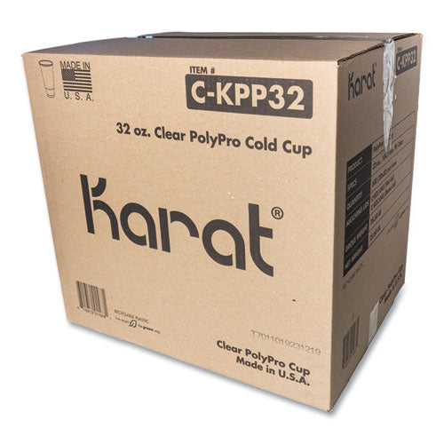Image of Karat® C-KPP32 PolyPro (PP) Cups, 32 oz, Plastic, Translucent, 600/Carton