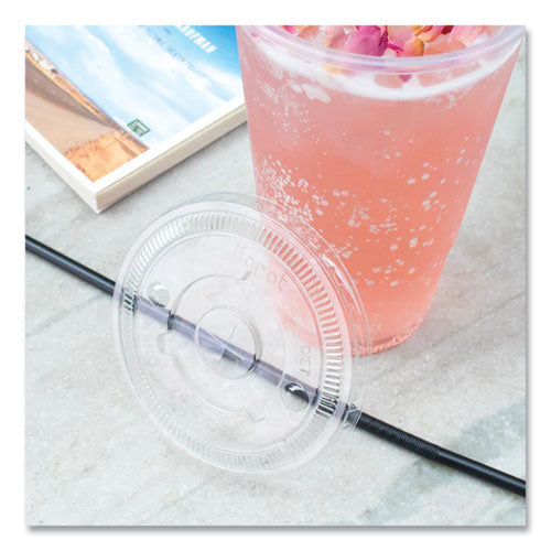 Image of Karat® C-KCL1045 PET Lids, Flat Lid, Fits 32 oz Cold Cups, Plastic, Clear, 600/Carton