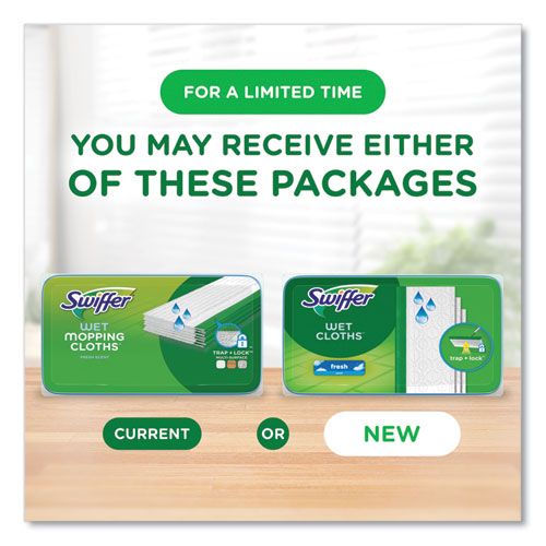 Image of Swiffer® 80374006 Wet Refill Cloths, 8 x 10, Fresh Scent, White, 12/Box, 6 Boxes/Carton