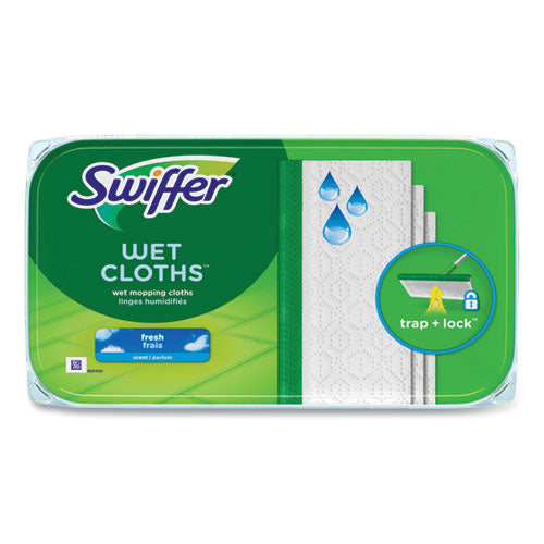 Image of Swiffer® 80374006 Wet Refill Cloths, 8 x 10, Fresh Scent, White, 12/Box, 6 Boxes/Carton