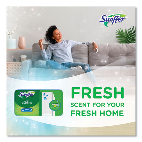 Image of Swiffer® 80374006 Wet Refill Cloths, 8 x 10, Fresh Scent, White, 12/Box, 6 Boxes/Carton