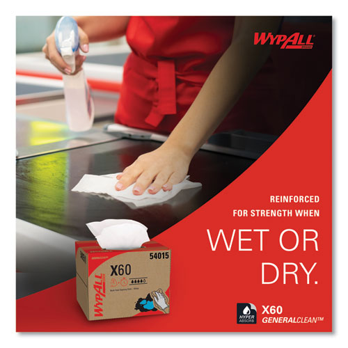 Image of WypAll® 54015 General Clean X60 Cloths, 12.5 x 16.8, White, 236/Carton
