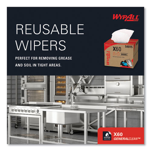 Image of WypAll® 54015 General Clean X60 Cloths, 12.5 x 16.8, White, 236/Carton