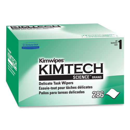 Image of Kimtech 34120 Kimwipes Delicate Task Wipers, 1-Ply, 4.4 x 8.4, Unscented, White, 280/Box, 30 Boxes/Carton