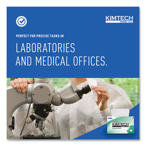 Image of Kimtech 34120 Kimwipes Delicate Task Wipers, 1-Ply, 4.4 x 8.4, Unscented, White, 280/Box, 30 Boxes/Carton