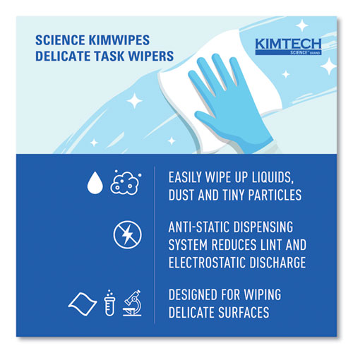 Image of Kimtech 34120 Kimwipes Delicate Task Wipers, 1-Ply, 4.4 x 8.4, Unscented, White, 280/Box, 30 Boxes/Carton